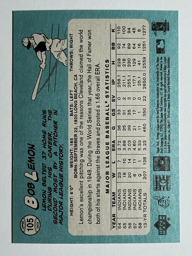 2003 Upper Deck Vintage #105 Bob Lemon