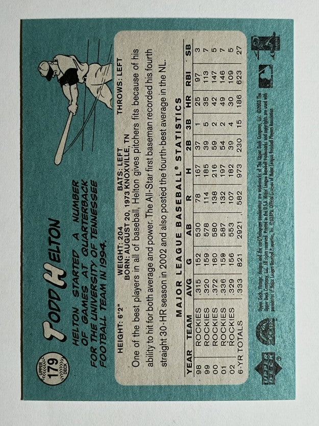 2003 Upper Deck Vintage #179 Todd Helton