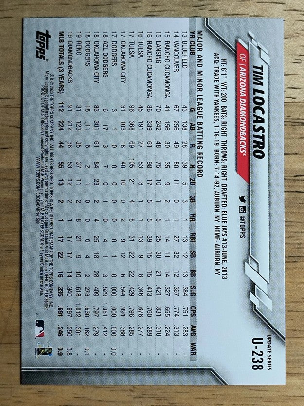 2020 Topps Update #U238 Tim Locastro