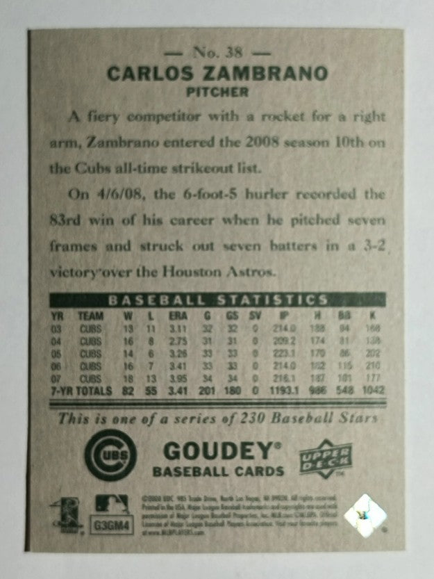 2008 Upper Deck Goudey #38 Carlos Zambrano