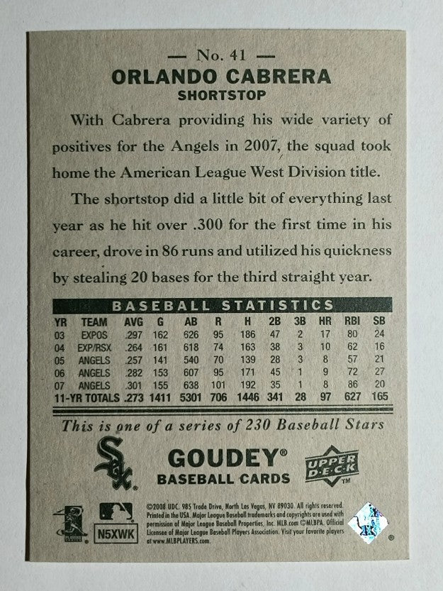 2008 Upper Deck Goudey #41 Orlando Cabrera