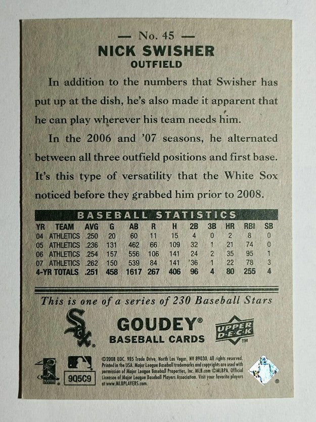 2008 Upper Deck Goudey #45 Nick Swisher