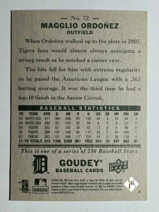 2008 Upper Deck Goudey #72 Magglio Ordonez