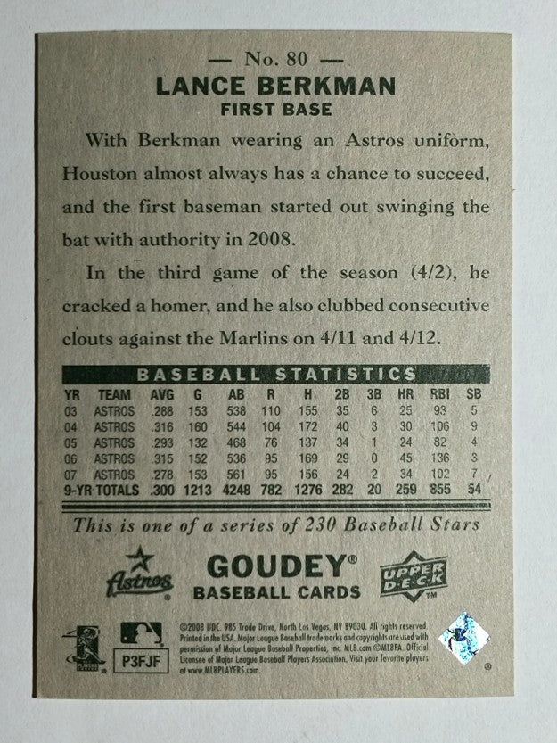 2008 Upper Deck Goudey #80 Lance Berkman