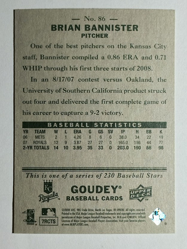 2008 Upper Deck Goudey #86 Brian Bannister