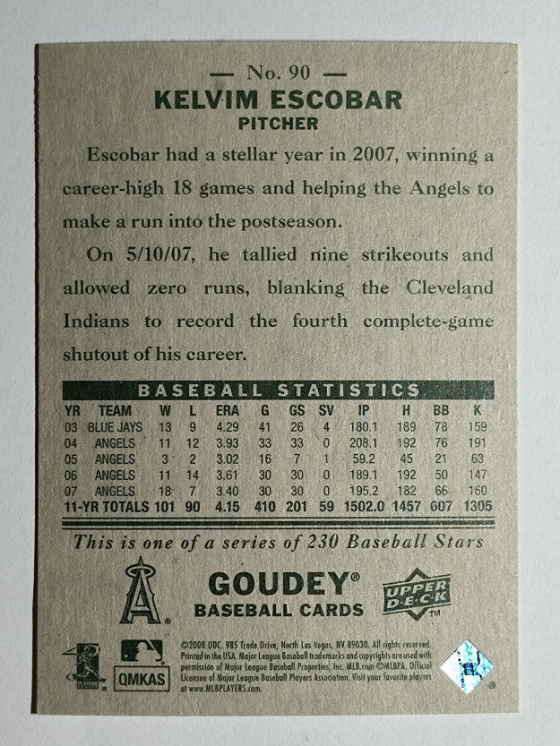 2008 Upper Deck Goudey #90 Kelvim Escobar