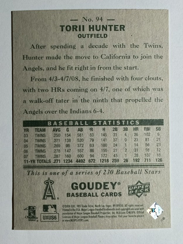 2008 Upper Deck Goudey #94 Torii Hunter