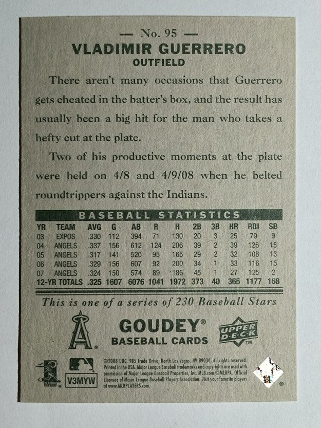 2008 Upper Deck Goudey #95 Vladimir Guerrero