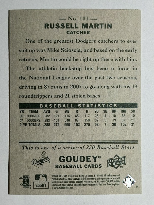 2008 Upper Deck Goudey #101 Russell Martin