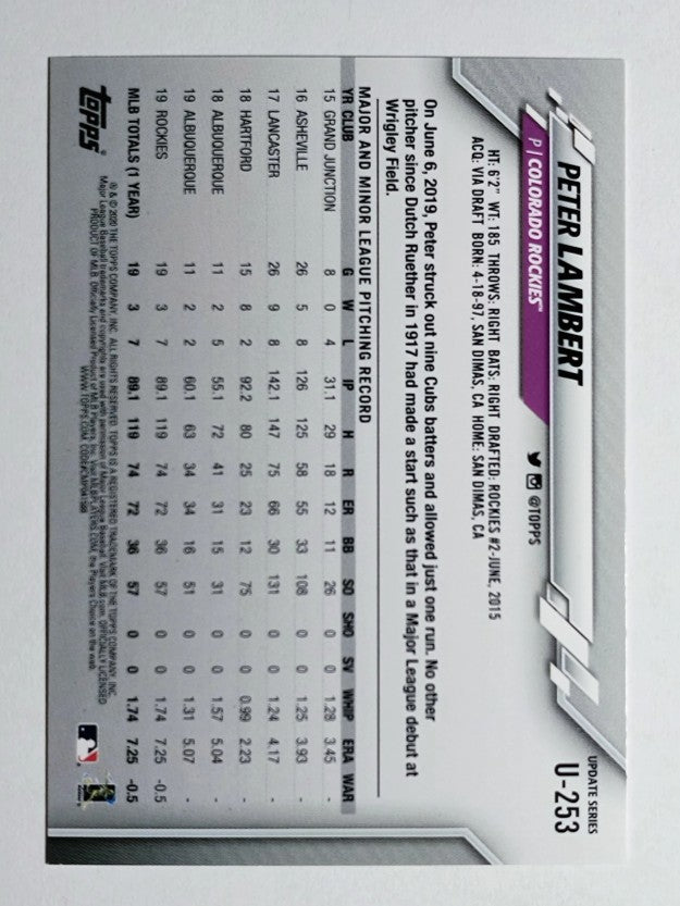 2020 Topps Update #U253 Peter Lambert