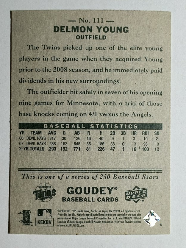 2008 Upper Deck Goudey #111 Delmon Young