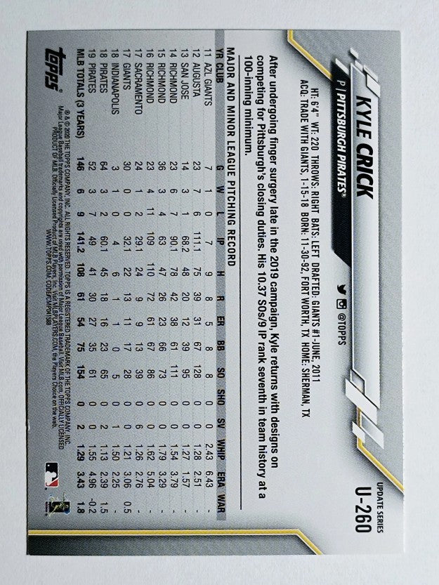 2020 Topps Update #U260 Kyle Crick