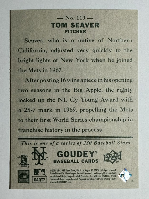 2008 Upper Deck Goudey #119 Tom Seaver