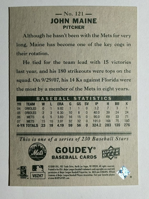 2008 Upper Deck Goudey #121 John Maine