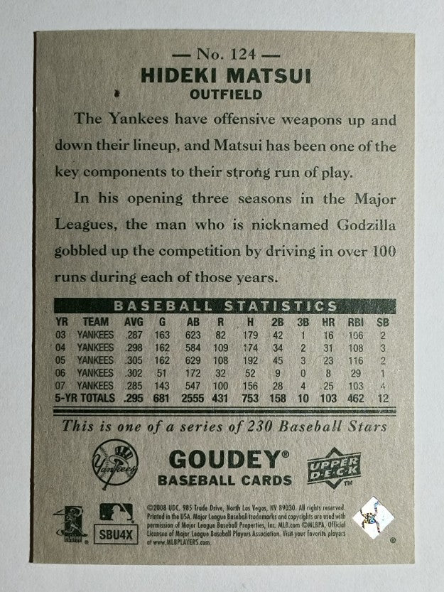 2008 Upper Deck Goudey #124 Hideki Matsui