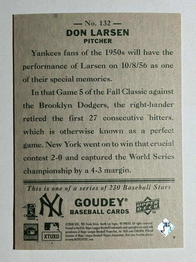2008 Upper Deck Goudey #132 Don Larsen