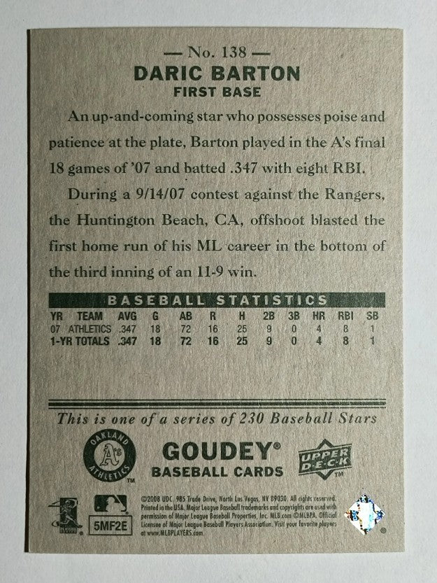 2008 Upper Deck Goudey #138 Daric Barton
