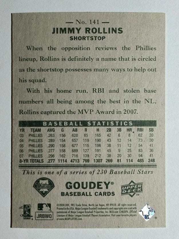 2008 Upper Deck Goudey #141 Jimmy Rollins