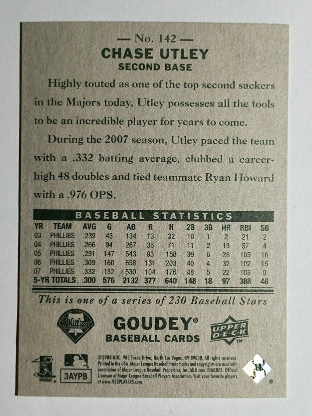 2008 Upper Deck Goudey #142 Chase Utley