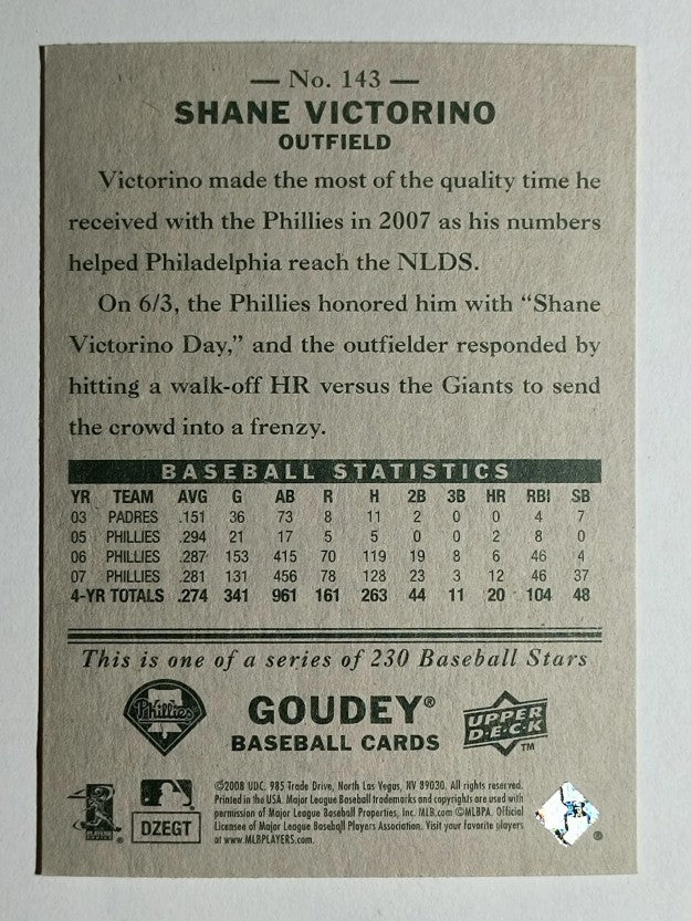 2008 Upper Deck Goudey #143 Shane Victorino