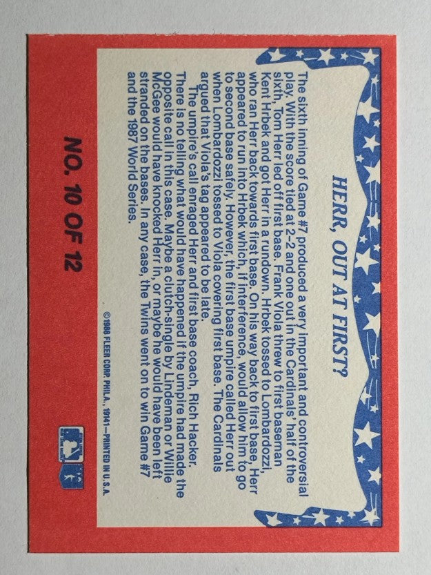 1988 Fleer World Series #10 Tom Herr