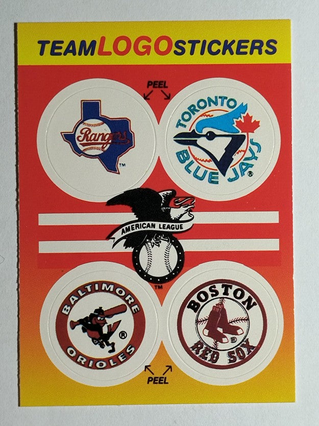 1991 Fleer Team Stickers #78 Texas Rangers/Blue Jays/Oroles/Red Sox/Small logos