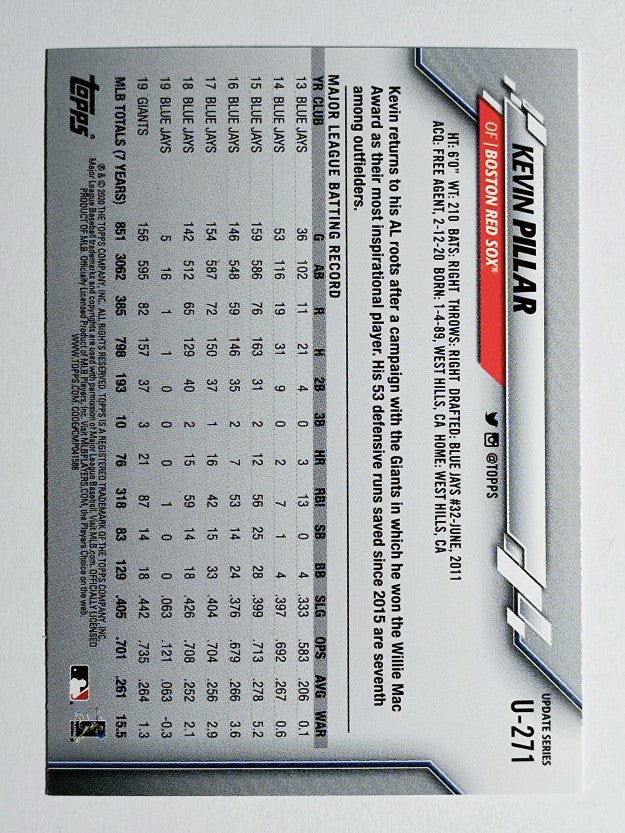 2020 Topps Update #U271 Kevin Pillar
