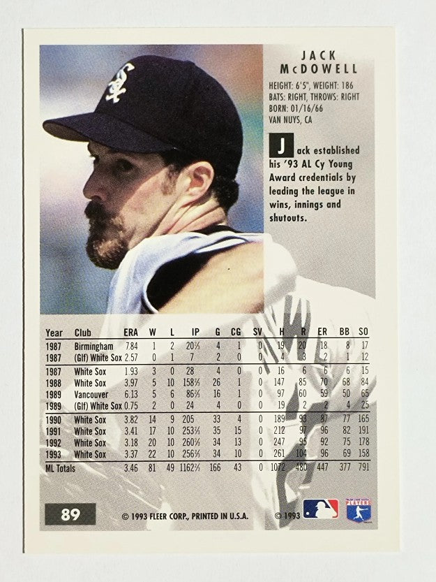 1994 Fleer #89 Jack McDowell