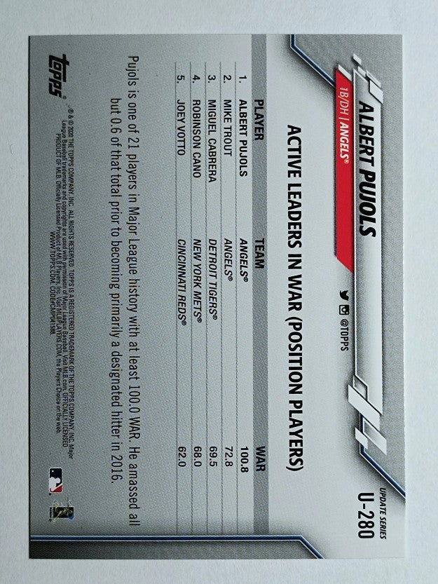 2020 Topps Update #U280 Albert Pujols