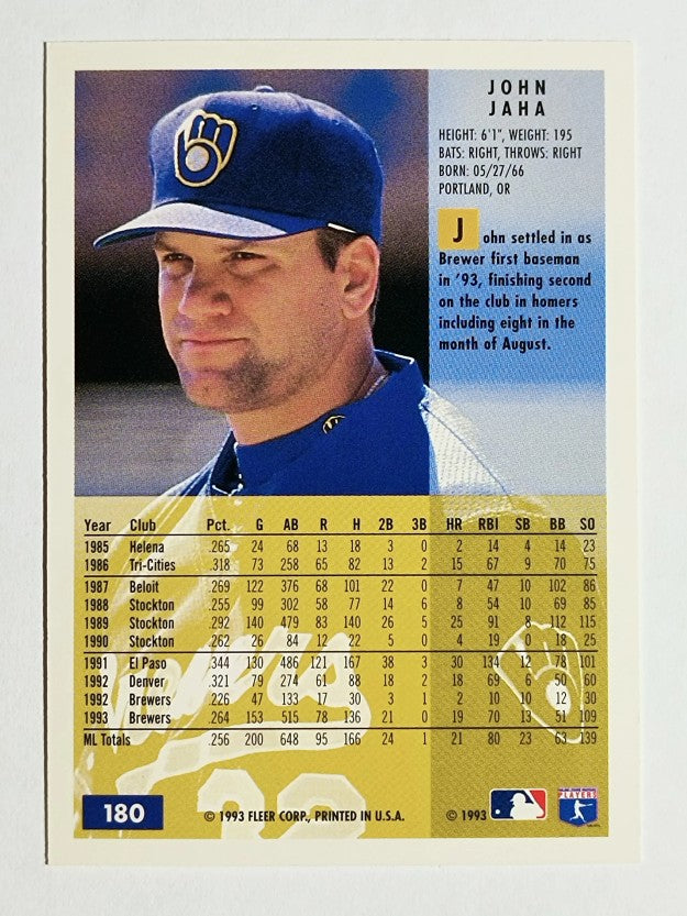 1994 Fleer #180 John Jaha