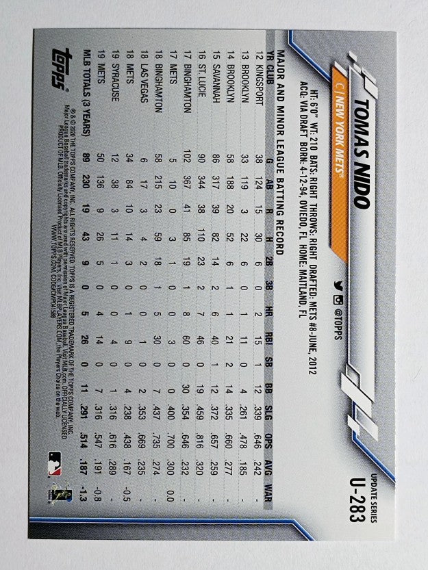 2020 Topps Update #U283 Tomas Nido