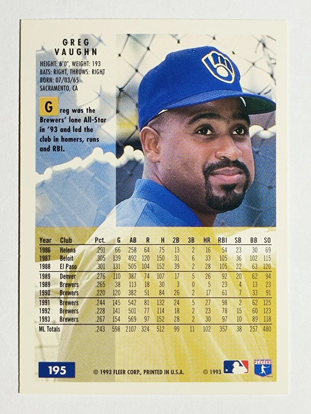 1994 Fleer #195 Greg Vaughn