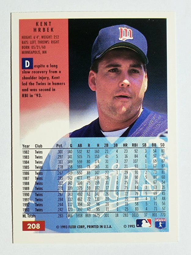 1994 Fleer #208 Kent Hrbek