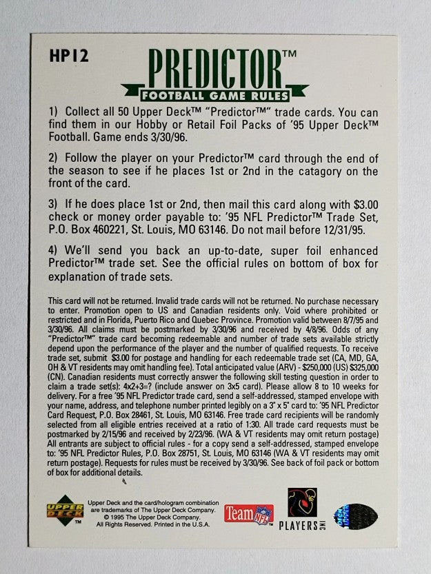 1995 Upper Deck Predictor Award Winners #HP12 Steve McNair (EXMT)