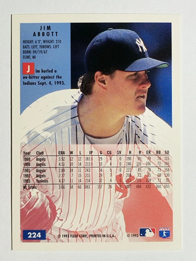 1994 Fleer #224 Jim Abbott