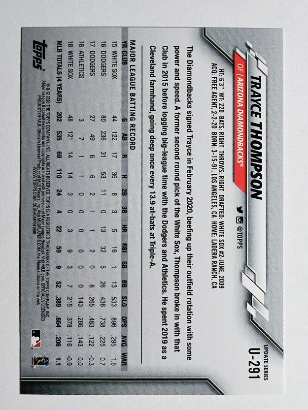 2020 Topps Update #U291 Trayce Thompson