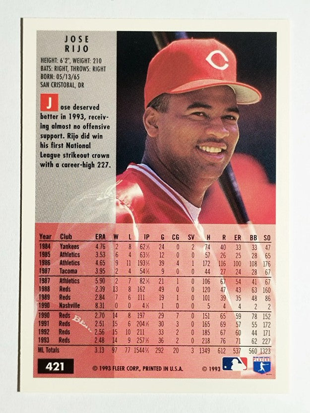 1994 Fleer #421 Jose Rijo