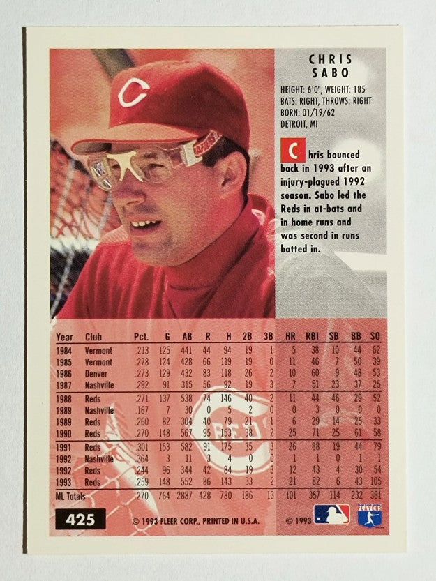 1994 Fleer #425 Chris Sabo