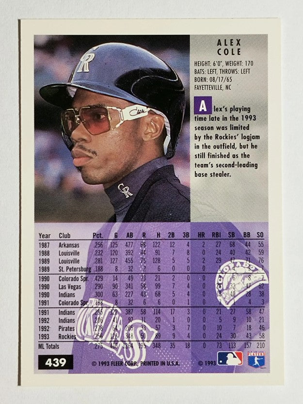 1994 Fleer #439 Alex Cole