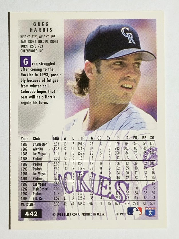 1994 Fleer #442 Greg W. Harris