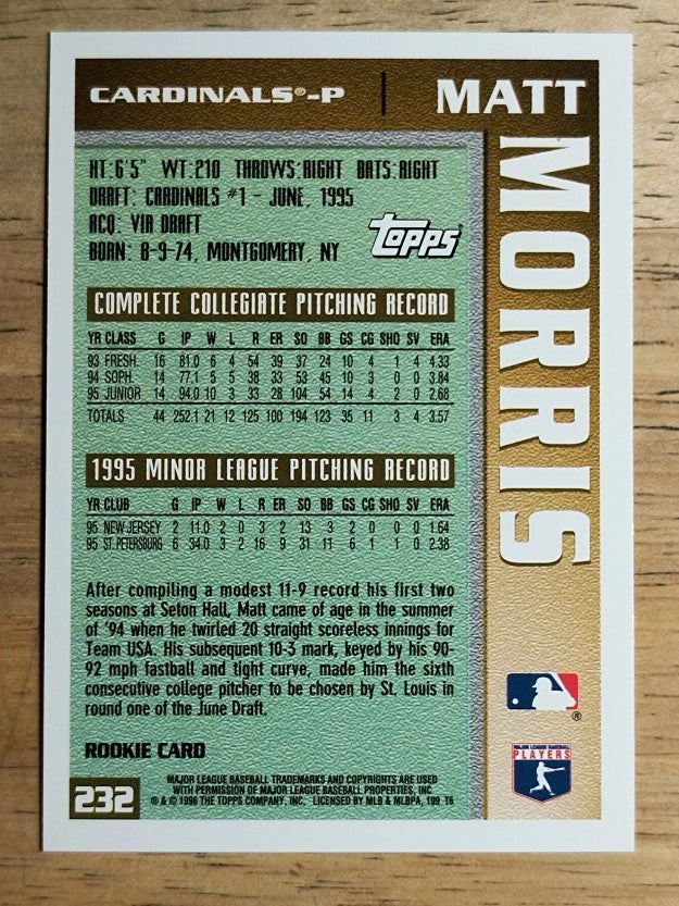 1996 Topps #232 Matt Morris RC