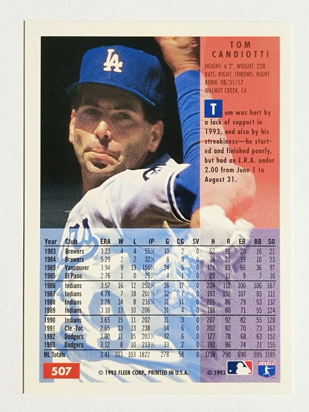 1994 Fleer #507 Tom Candiotti