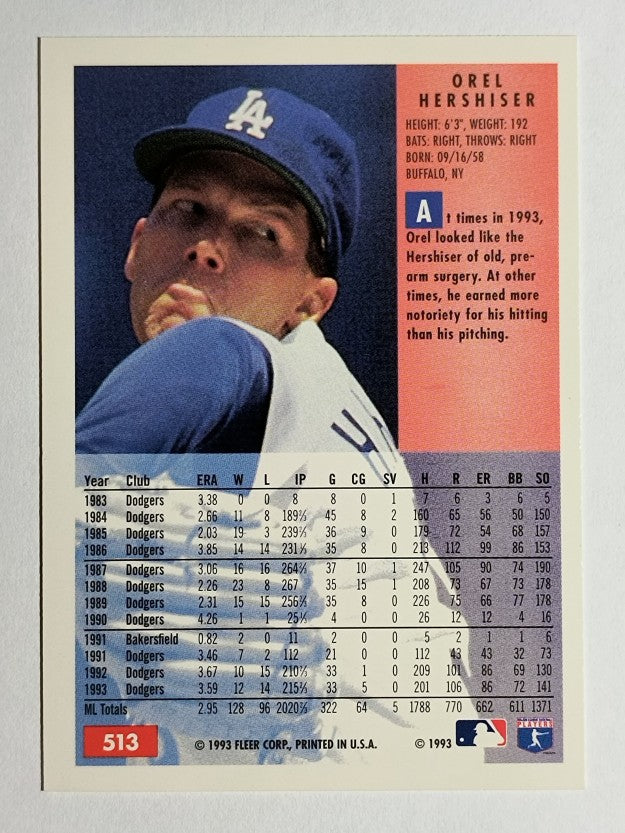 1994 Fleer #513 Orel Hershiser