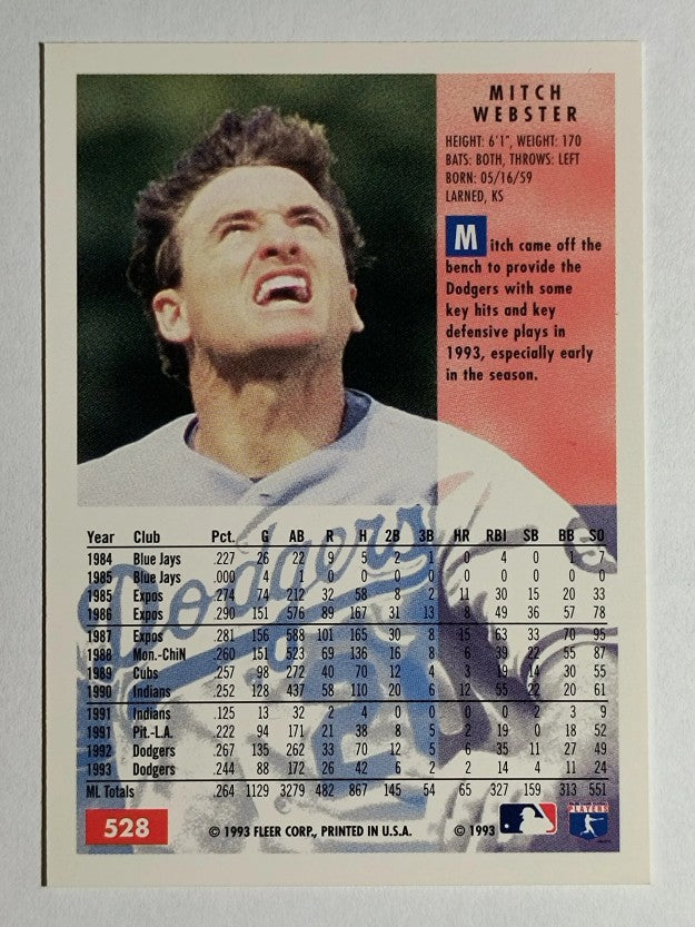 1994 Fleer #528 Mitch Webster