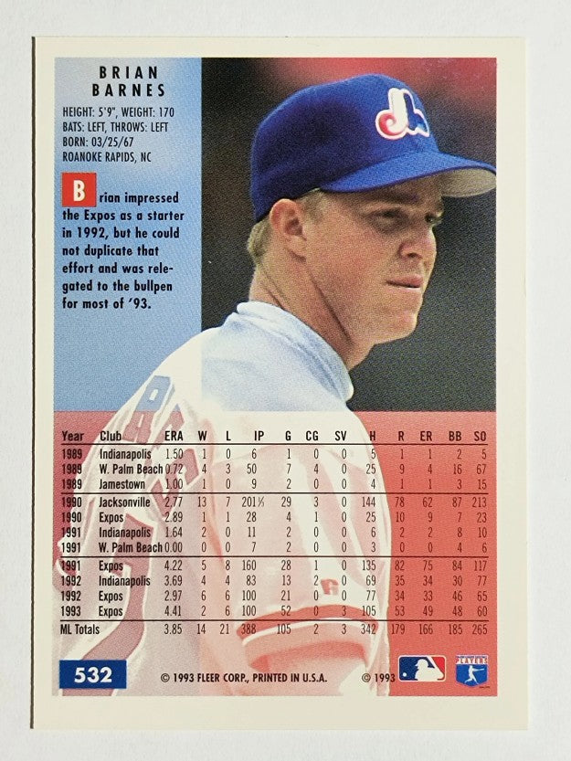 1994 Fleer #532 Brian Barnes