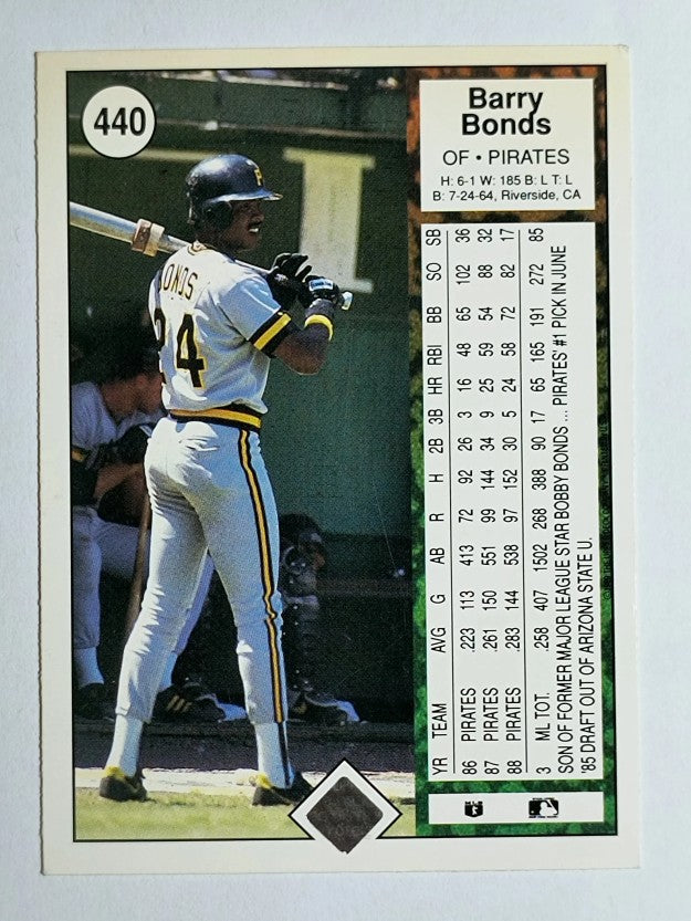 1989 Upper Deck #440 Barry Bonds (VGEX)