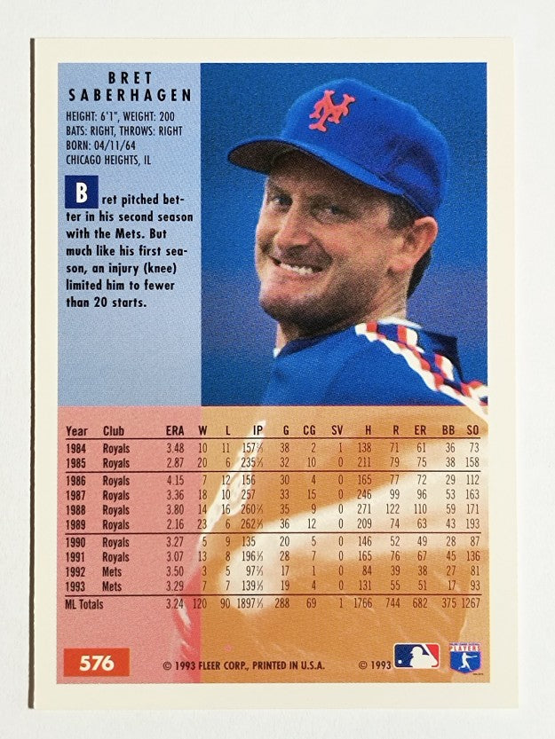 1994 Fleer #576 Bret Saberhagen