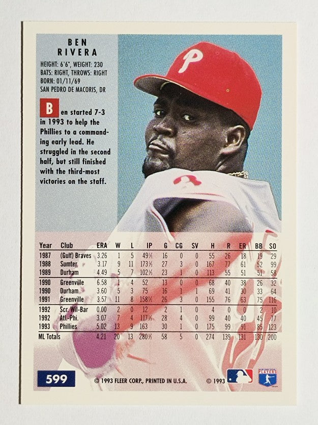 1994 Fleer #599 Ben Rivera