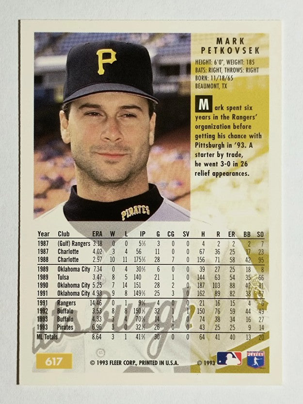 1994 Fleer #617 Mark Petkovsek RC