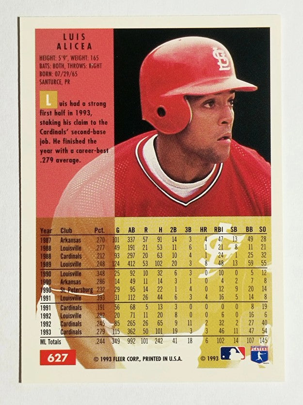 1994 Fleer #627 Luis Alicea